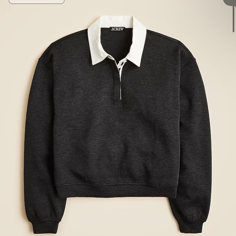Scuba-knit rugby sweatshirt with velvet trim new with tags